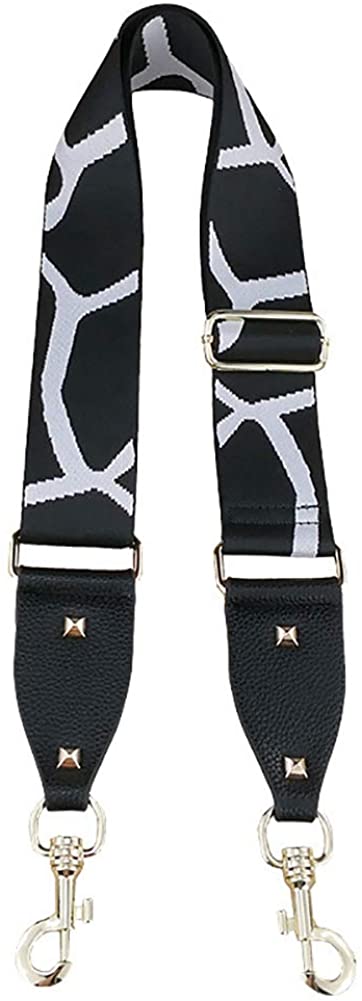 Price:$7.35 Adjustable Handbag Strap Replacement Guitar Style leopard print Woven Crossbody Shoulder Bag Strap for Handbags (Lightning Black-white)  Handbags   