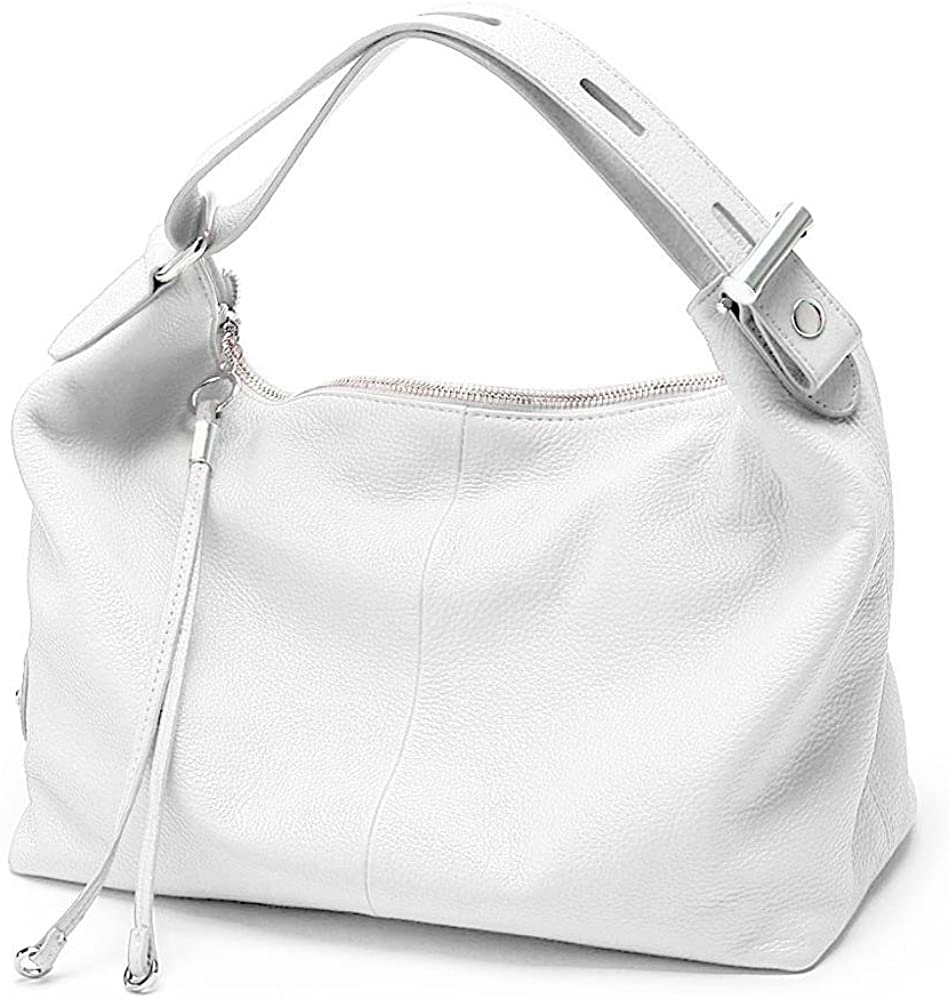 Price:$58.80    Zency 6 Colors Fashion 100% Real Genuine Leather Women Shoulder Bag OL Style Handbag Lady Casual Tote (White)  Clothing