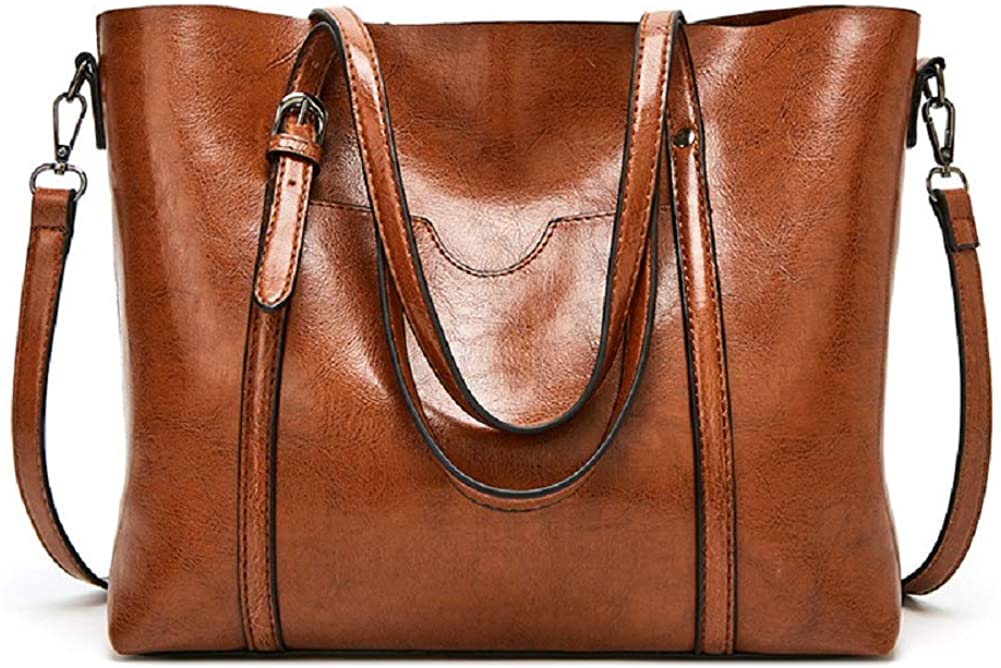 Price:$0.00    JUDYBRIDAL Women Leather Top Handbag Retro Tote Shoulder Bag Large Capacity Crossbody Bags Brown  Clothing