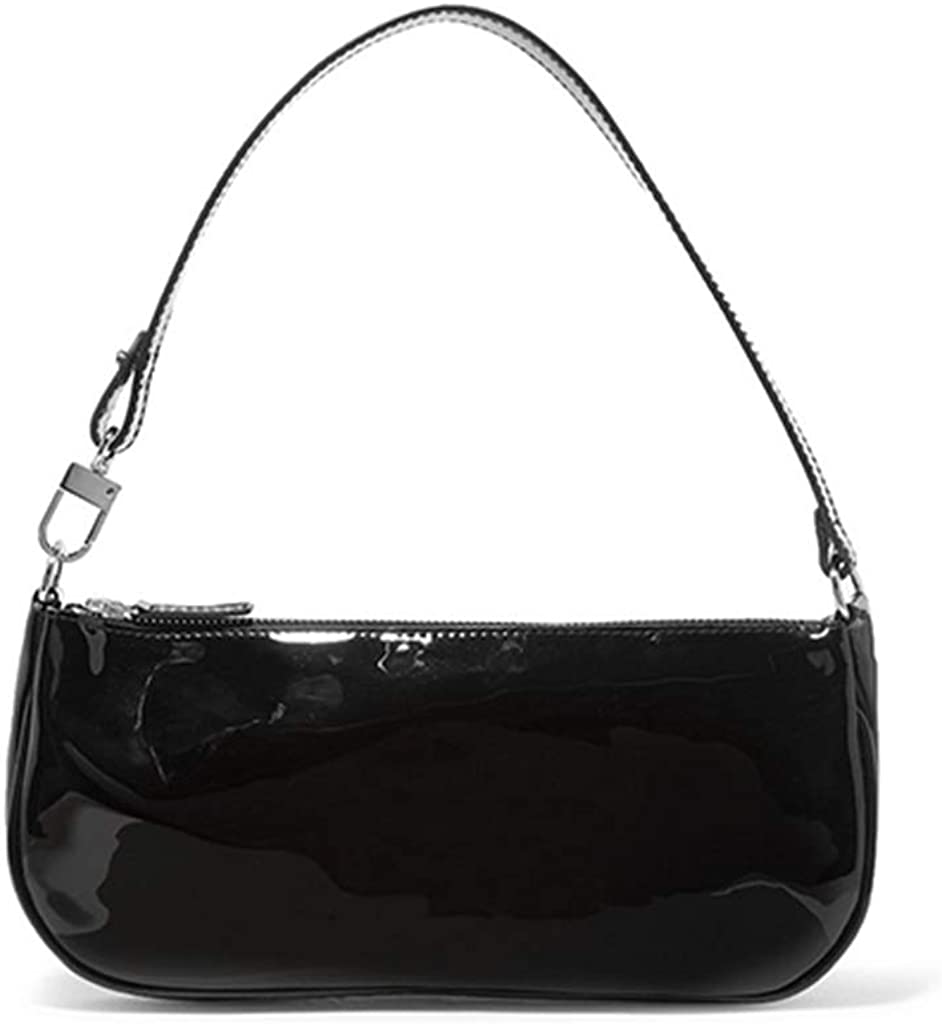 Price:$29.99 Vintage Shoulder Bag Classic Clutch Bag Rachel Bag for Women (Black-Glossy)  Handbags   