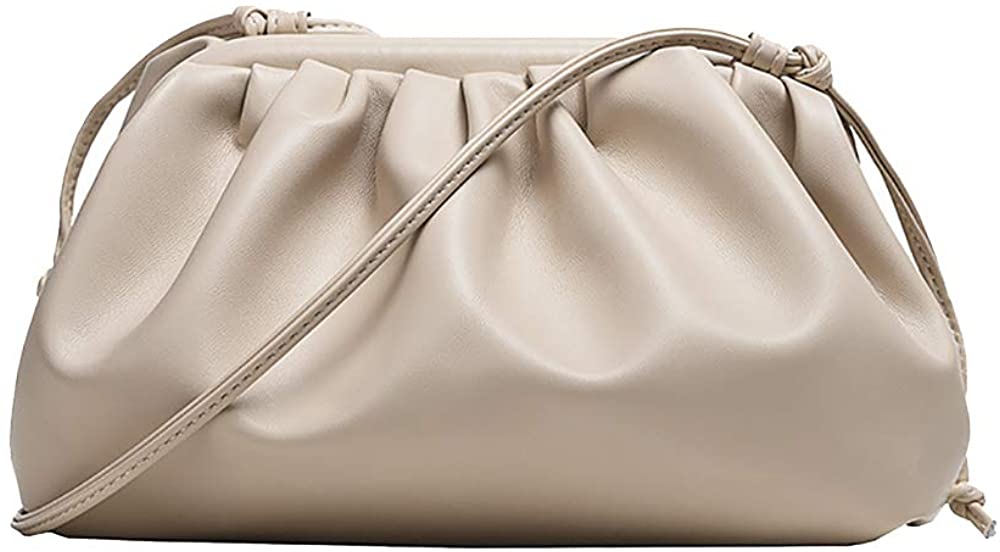 Price:$16.99 Womens Pouch Dumpling Crossbody Bag Cloud Handbag Soft Clutch Purse Shoulder Bag, White  Handbags   