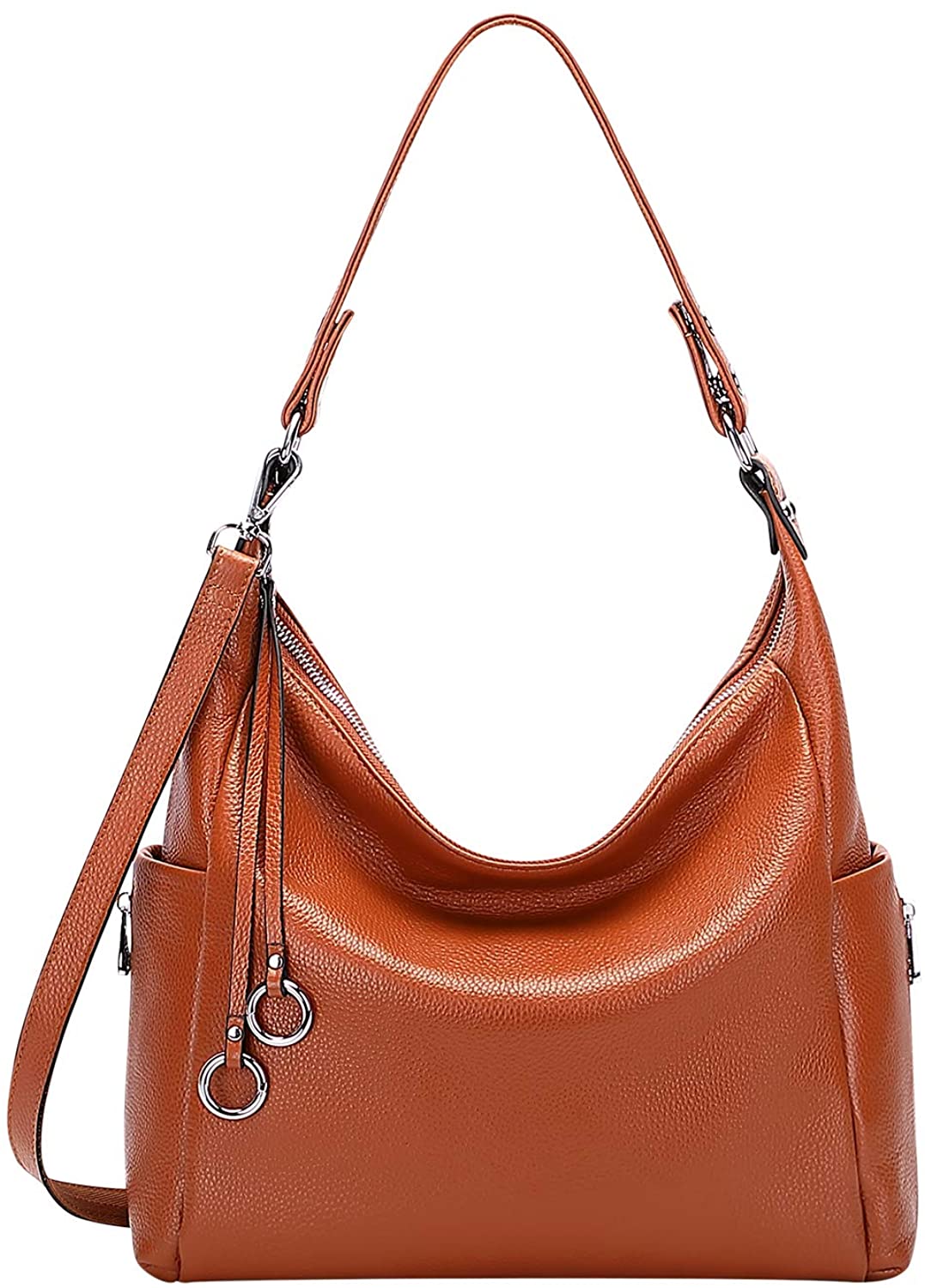 Price:$65.87    OVER EARTH Genuine Leather Purses and Handbags Shoulder Bags For Women Ladies Hobo Purse Crossbody Bag Large(O148E Brown)  Clothing