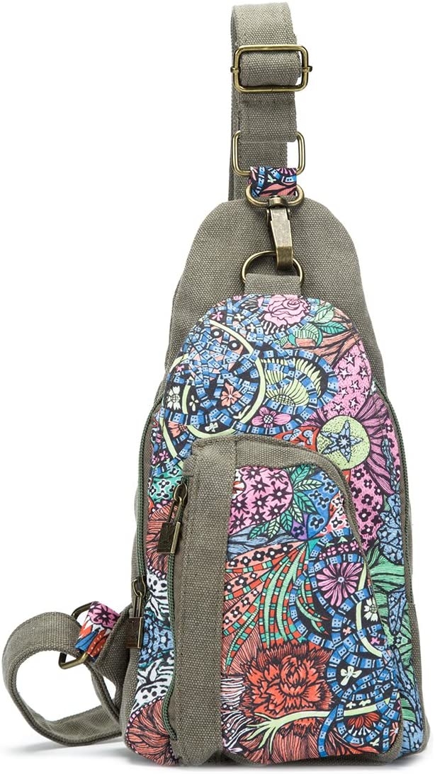 Price:$25.00    Black Butterfly Ladies Canvas Chest Bag Chest Pack Inclined Shoulder Bag, k  Clothing