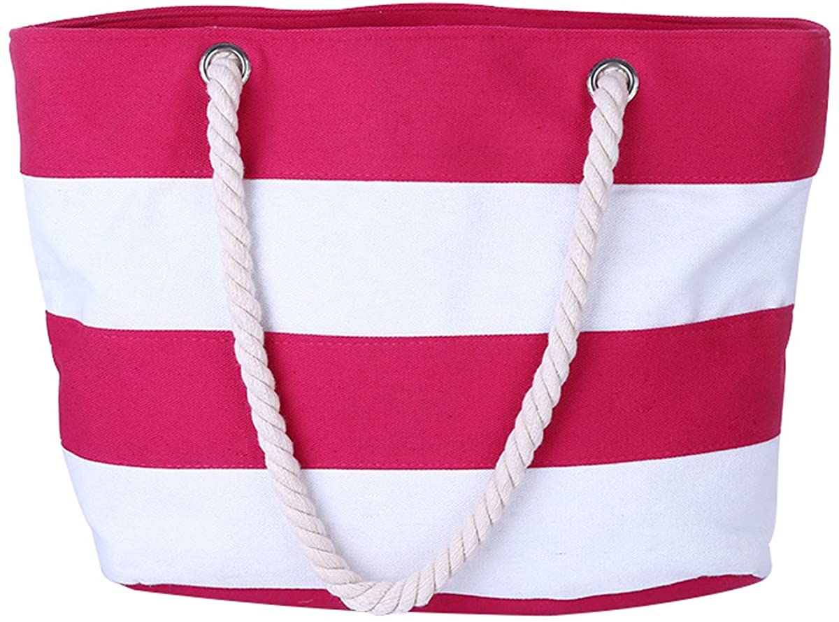 Price:$13.99    Cotton Canvas Tote Beach Bag With Zipper Top Handle Handbag Shoulder Bags Shopping Bag from Nevenka (Style 1, Pink White)  Clothing