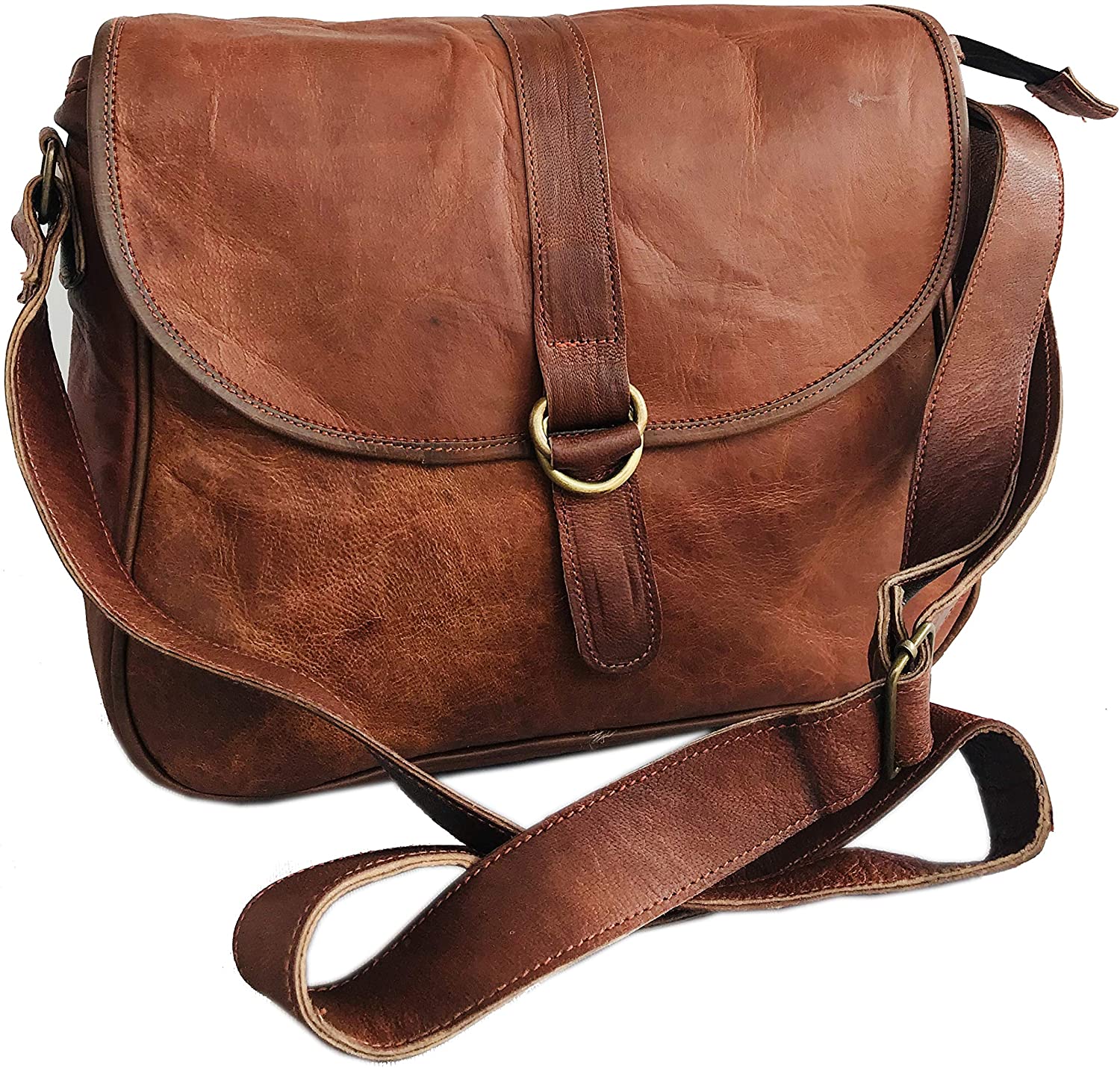 Price:$0.00    RK Handmade Women Shoulder Bag Vintage Rustic Retro Style Genuine Brown Leather Tote Cross Body Travel Purse Bag, 10" width x8.5" height x 2.5" depth  Clothing