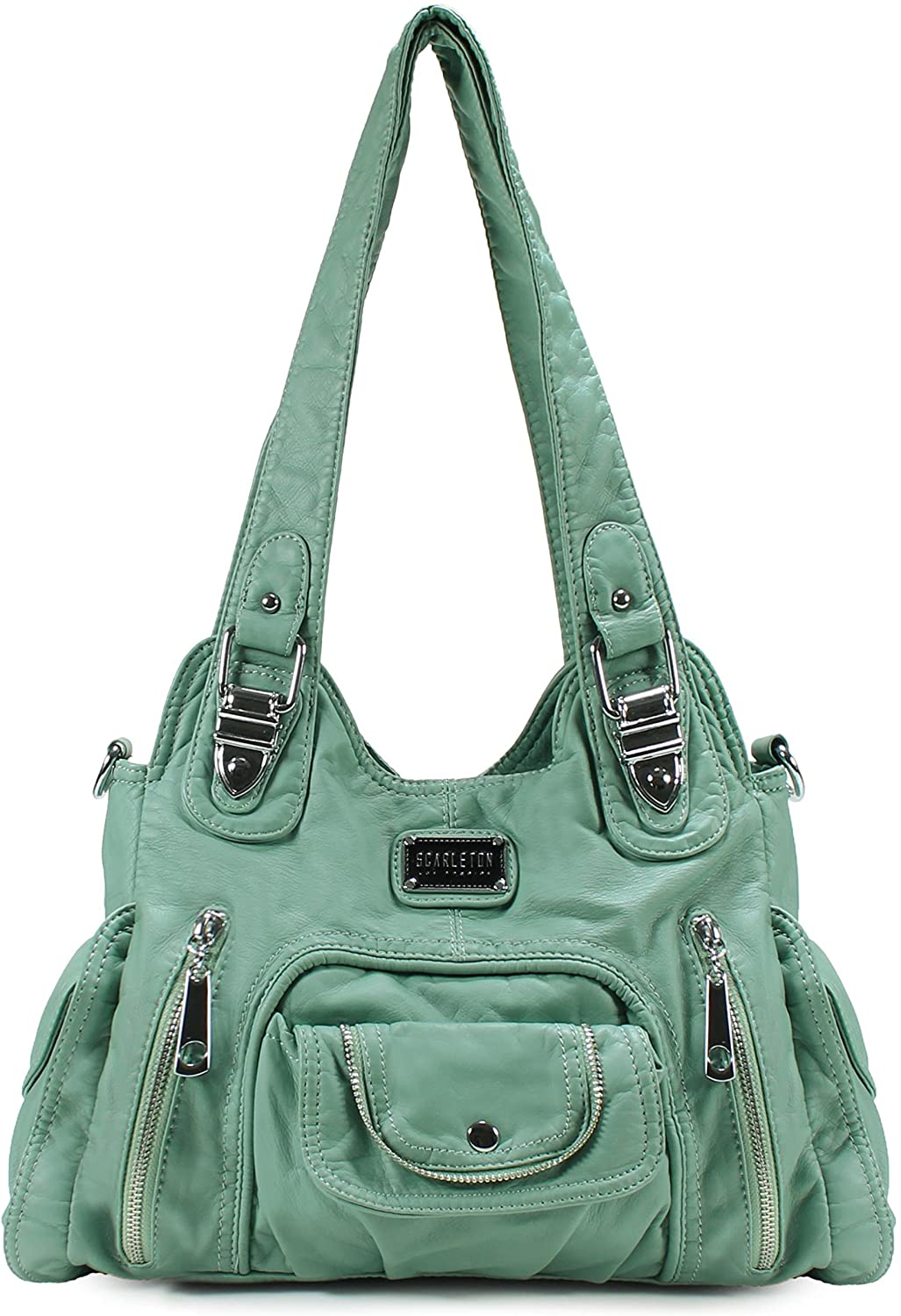Price:$39.99    Scarleton Satchel Handbag for Women, Ultra Soft Washed Vegan Leather Crossbody Bag, Shoulder Bag, Tote Purse, Mint, H163553  Clothing