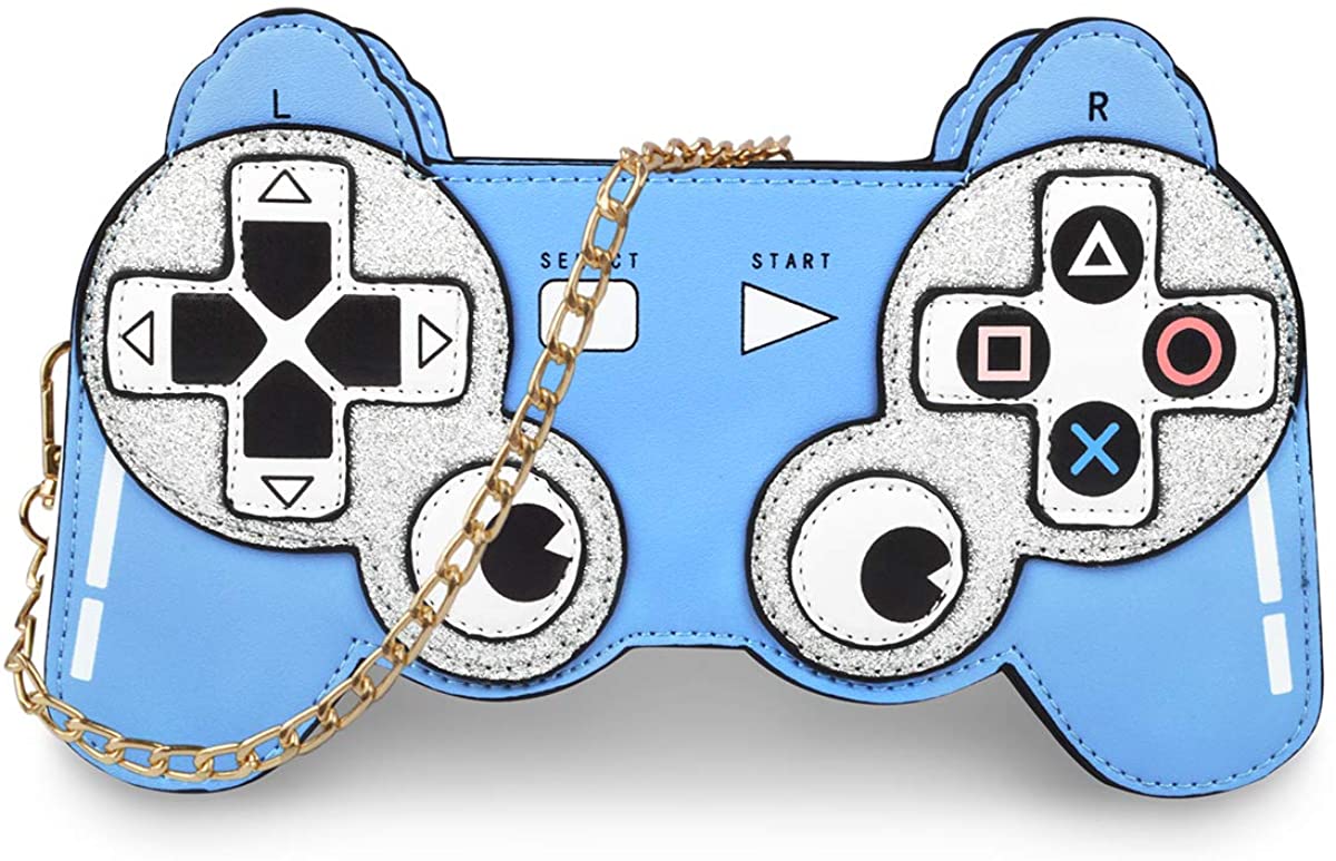 Price:$25.99 Gamepad Shaped Crossbody Bag, Ustyle Fashionable Novel Unique Girl Women Shoulder Bag with Chain Strap (blue)  Handbags   