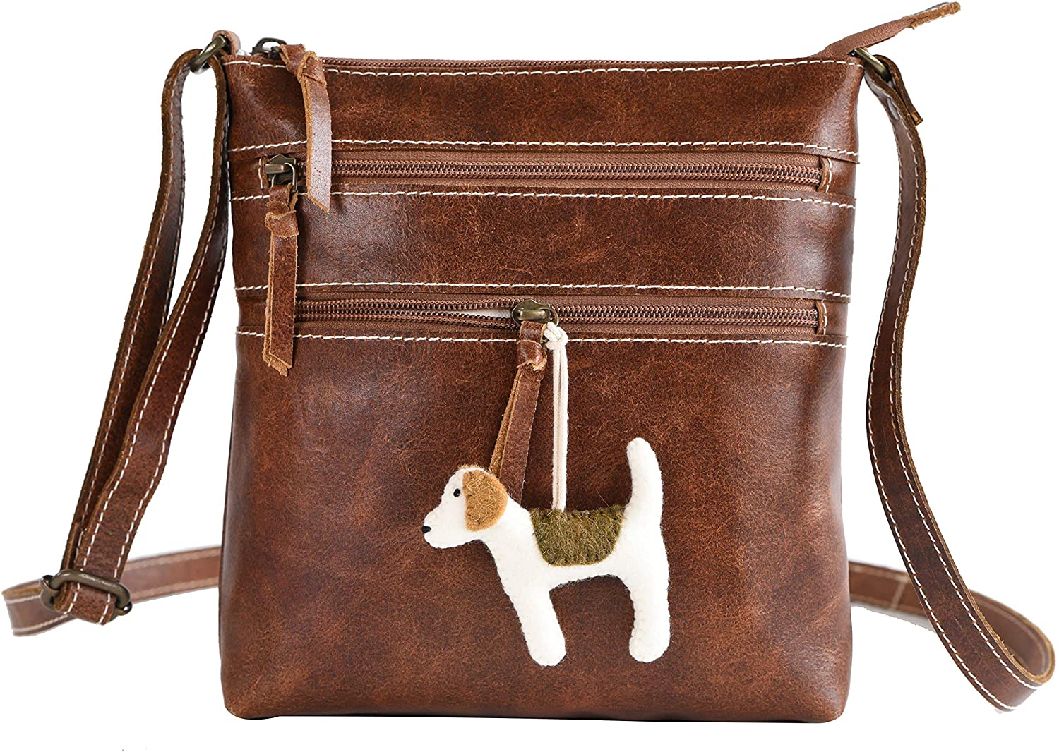 Price:$39.99    Hide N Craft Stylish Full Grain Real Leather Crossbody Bag For Women Crossover Purse, Long Shoulder, with Adjustable Strap, 2 Front and Internal Pocket, Girls Handbag (8.5x2x9 inches) – Brown  Clothing