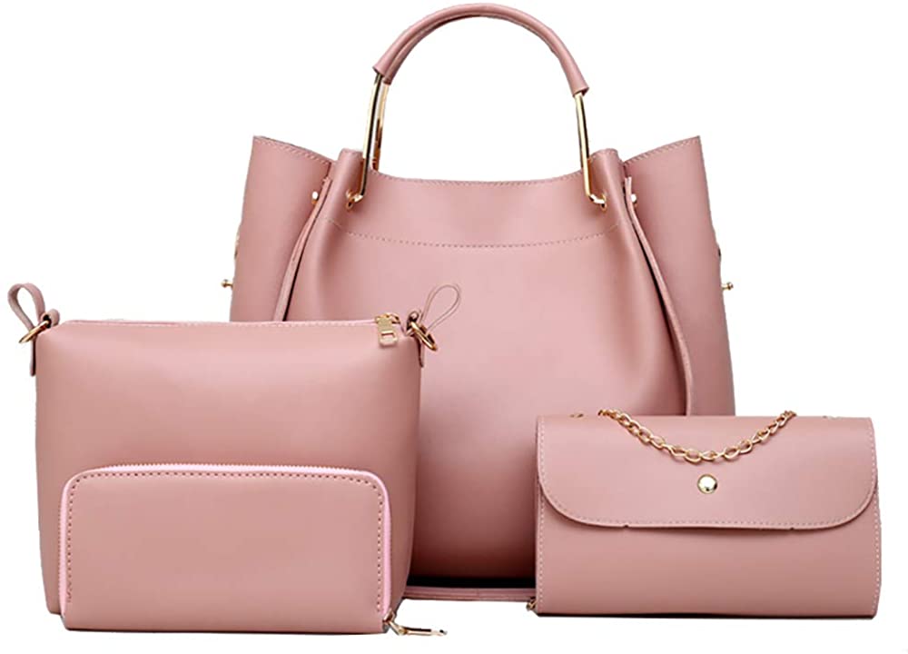 Price:$22.99    4 Pack Handbags Set for Women PU Leather Hobo Bag Shoulder Bag Wallet Purse Set, Pink  Clothing