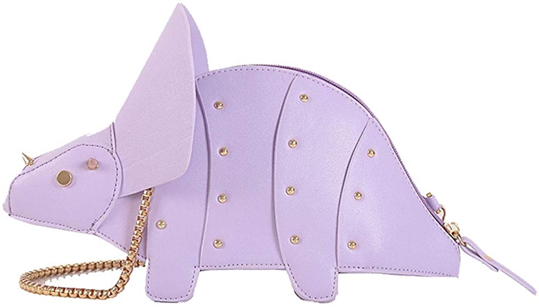 Price:$22.68 MILATA Dinosaur Shape Crossbody Shoulder Bag Women Pu Leather Rivet Chic Clutch Purse for Girls (purple), Small  Handbags   