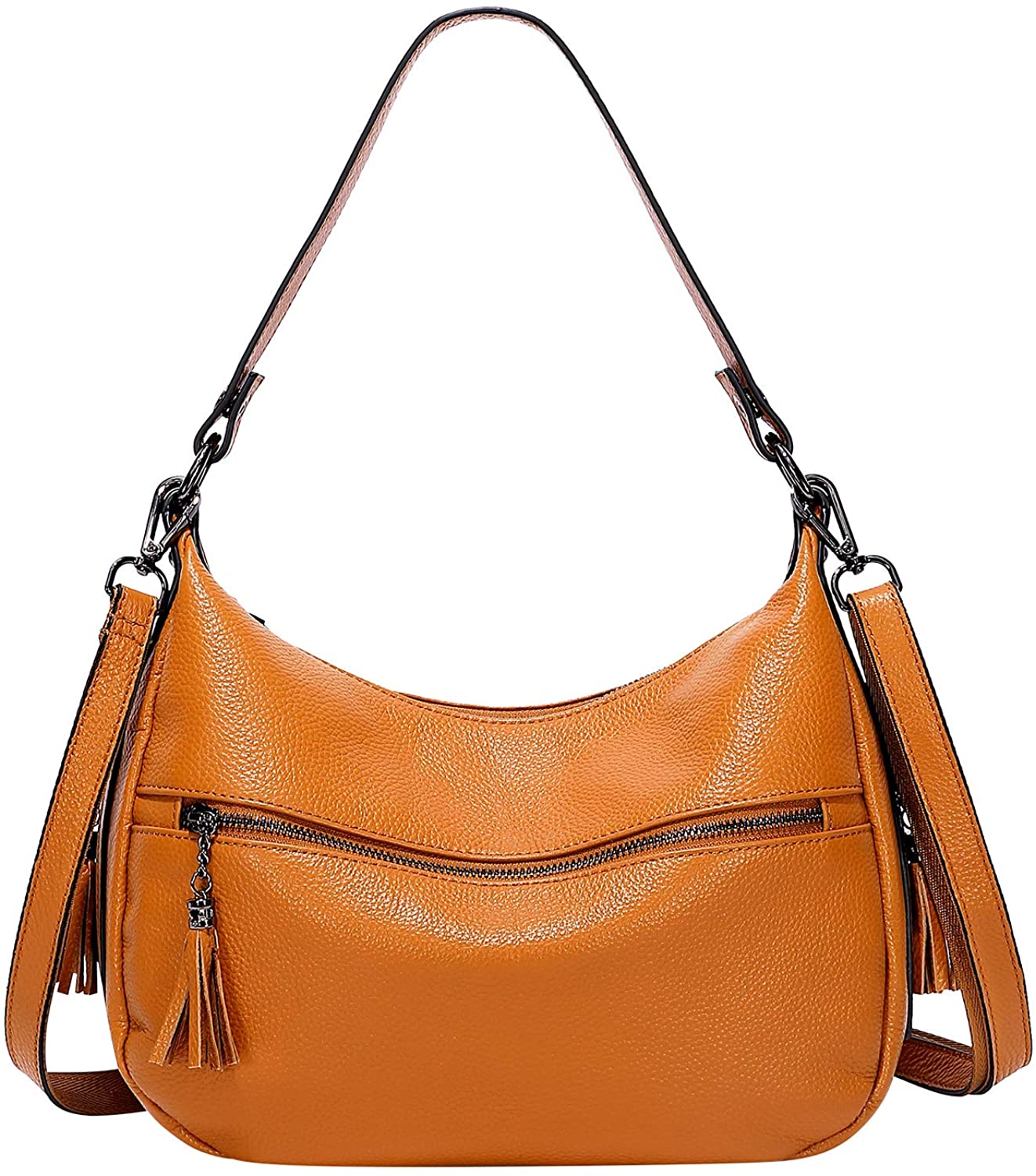 Price:$65.57    OVER EARTH Womens Handbags Soft Leather Hobo Shoulder Bag Ladies Crossbody Tote Purses with Tassel(O106E Light Brown)  Clothing