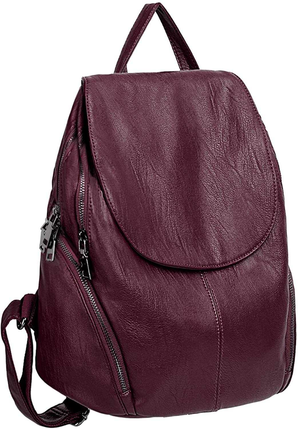 Price:$29.99    UTO Women Backpack Purse PU Washed Leather Large Capacity Ladies Rucksack Shoulder Bag Red  Clothing
