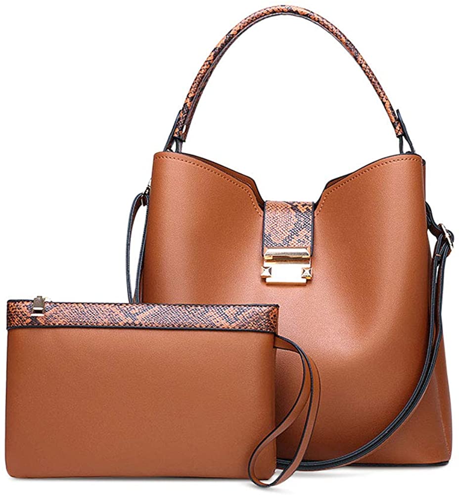 Price:$24.98    Women Snakeskin Handbag Satchel Shoulder Bag PU Leather Purse with Detachable Strap (Brown)  Clothing