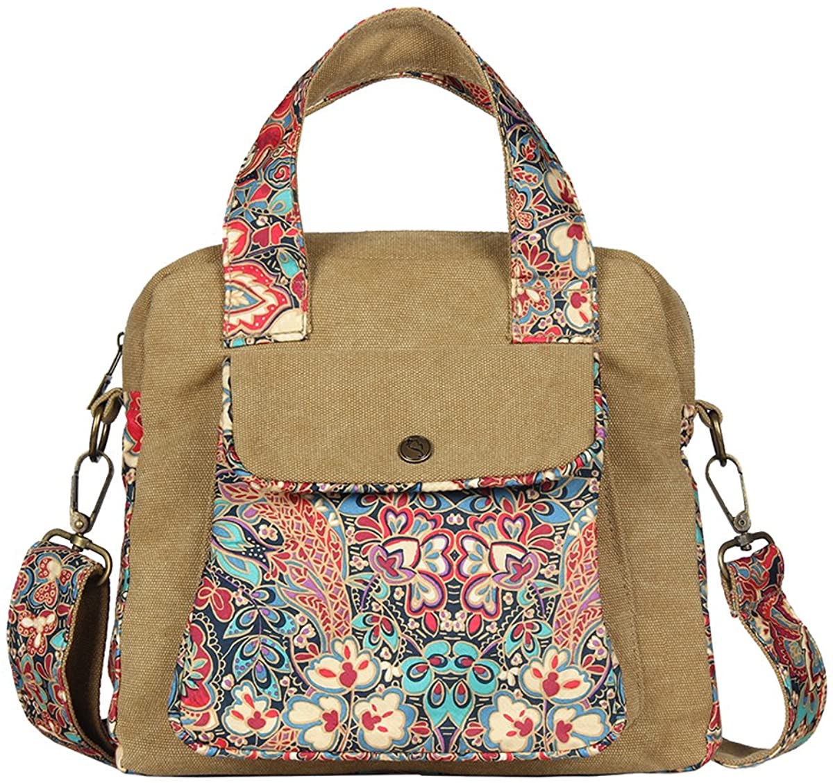 Price:$28.96    Black Butterfly Original Bohemian National Style Canvas Tote Shoulder Bag Top Handle Bag for Womens Girls, a  Clothing