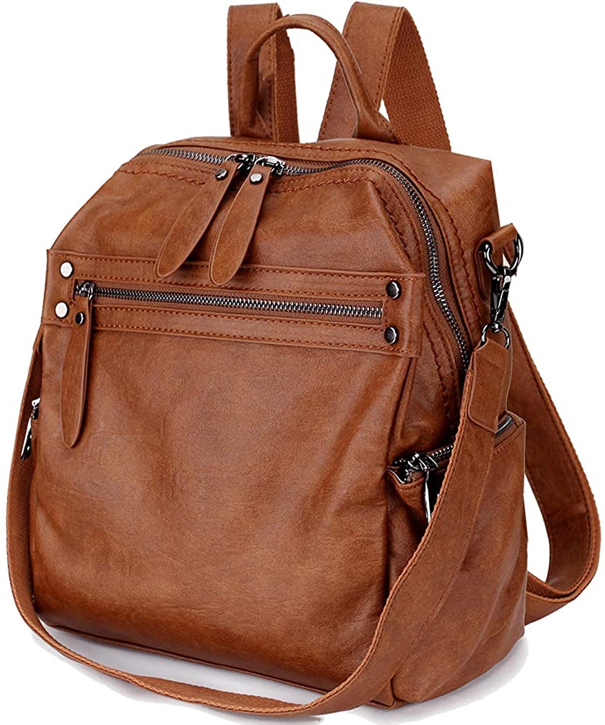 Price:$35.89    Backpack Purse for Women, PU Leather Fashion Convertible Backpack Shoulder Bag Ladies Rucksack In 2 Ways To Carry VONXURY Brown  Clothing