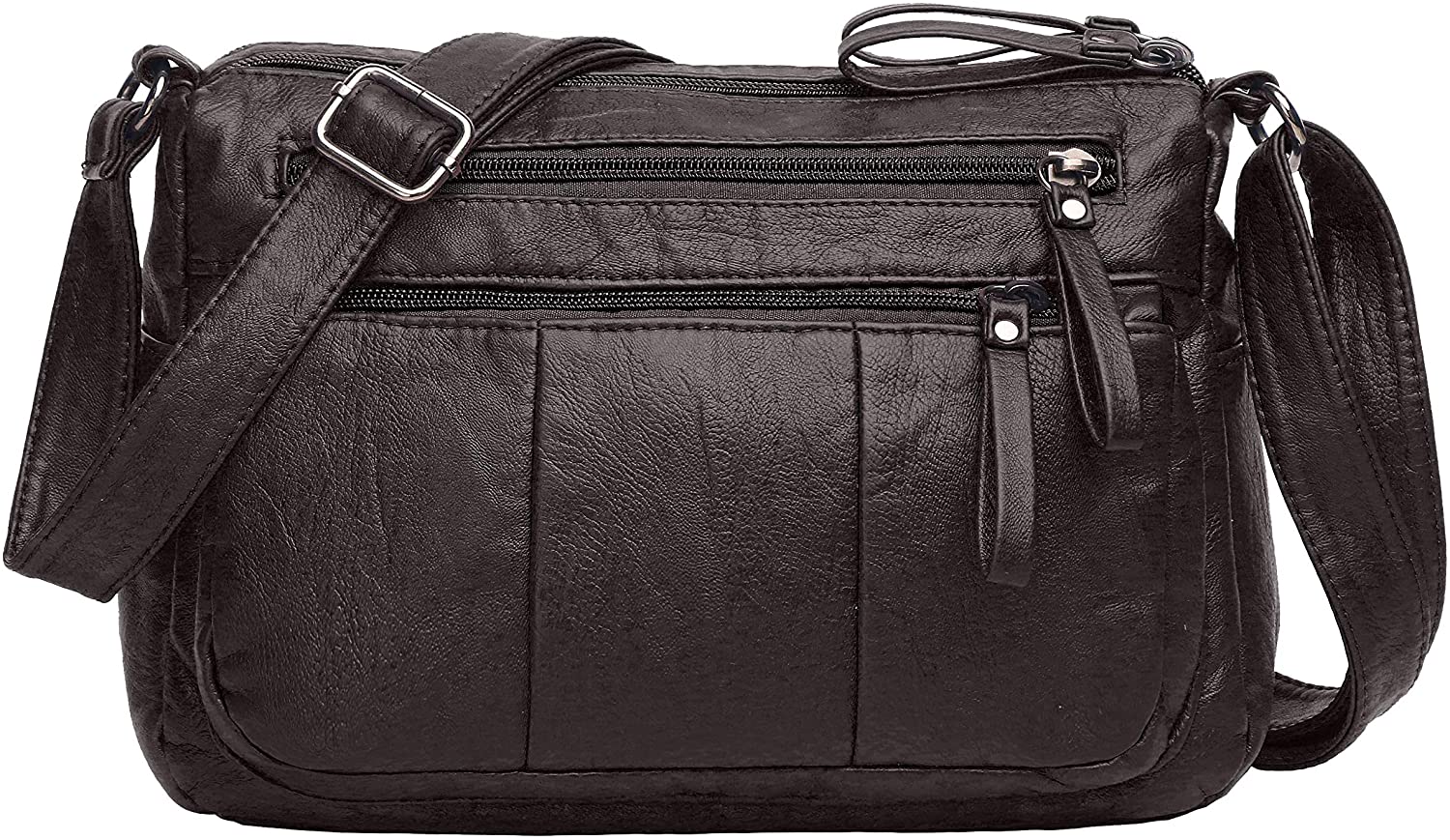 Price:$16.99 Volcanic Rock Women Crossbody Bag Pocketbooks Soft PU Leather Purses and Handbags Multi Pocket Shoulder Bag (Chocolate-10.2"-N)  Handbags   