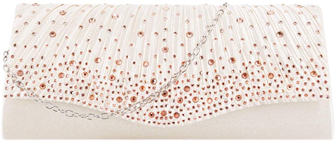 Price:$15.99 Giovacker Women's Satin Hot Diamond Evening Bag Cocktail Party Shoulder Bag Messenger Bag Clutch Bag Chain Bag Apricot  Handbags   
