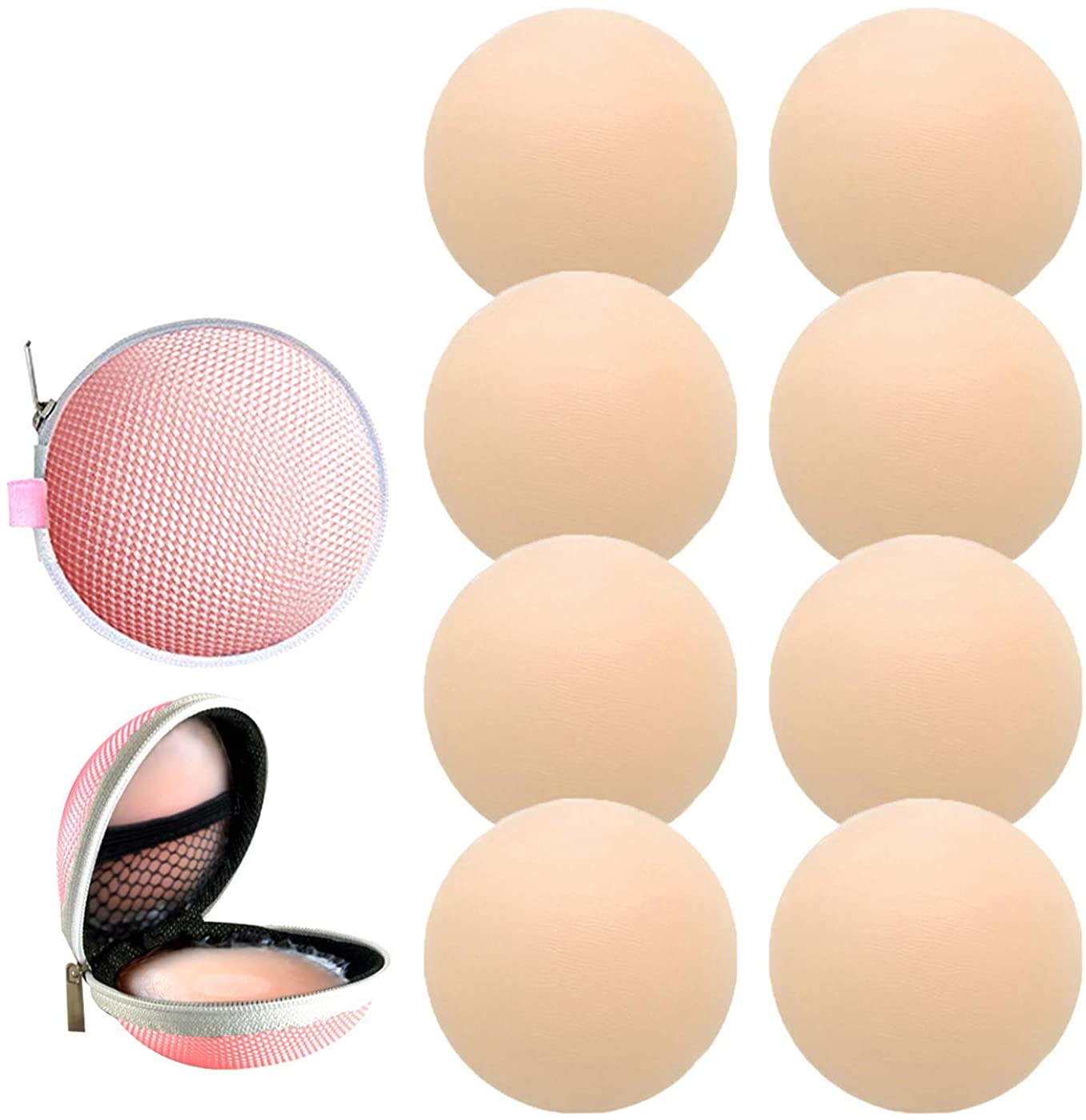 Price:$13.98 4 Pairs Womens Reusable Adhesive Nipple Covers Invisible Round Silicone Cover (4Round) at Amazon Women’s Clothing store