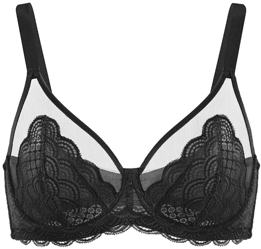 Price:$21.99 HSIA Women's Underwire Unlined Bra Minimizers Non-Padded Bra Full Coverage Lace Mesh Sexy Sheer Plus Size Bra 32C-42DDD at Amazon Women’s Clothing store