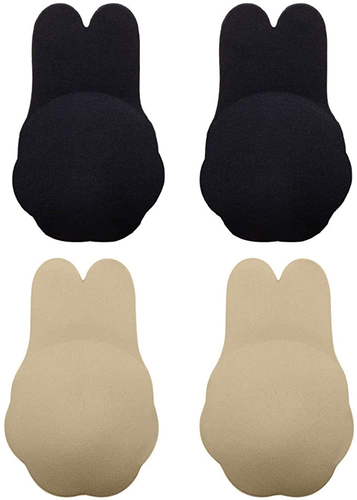 Price:$12.99 Invisible Push up Bra 2 Pairs, Women Self-Adhesive Summer Freedom Rabbit Bra Strapless Uplift Secret Magic Bra Adhesive Sticky Nipplecovers at Amazon Women’s Clothing store