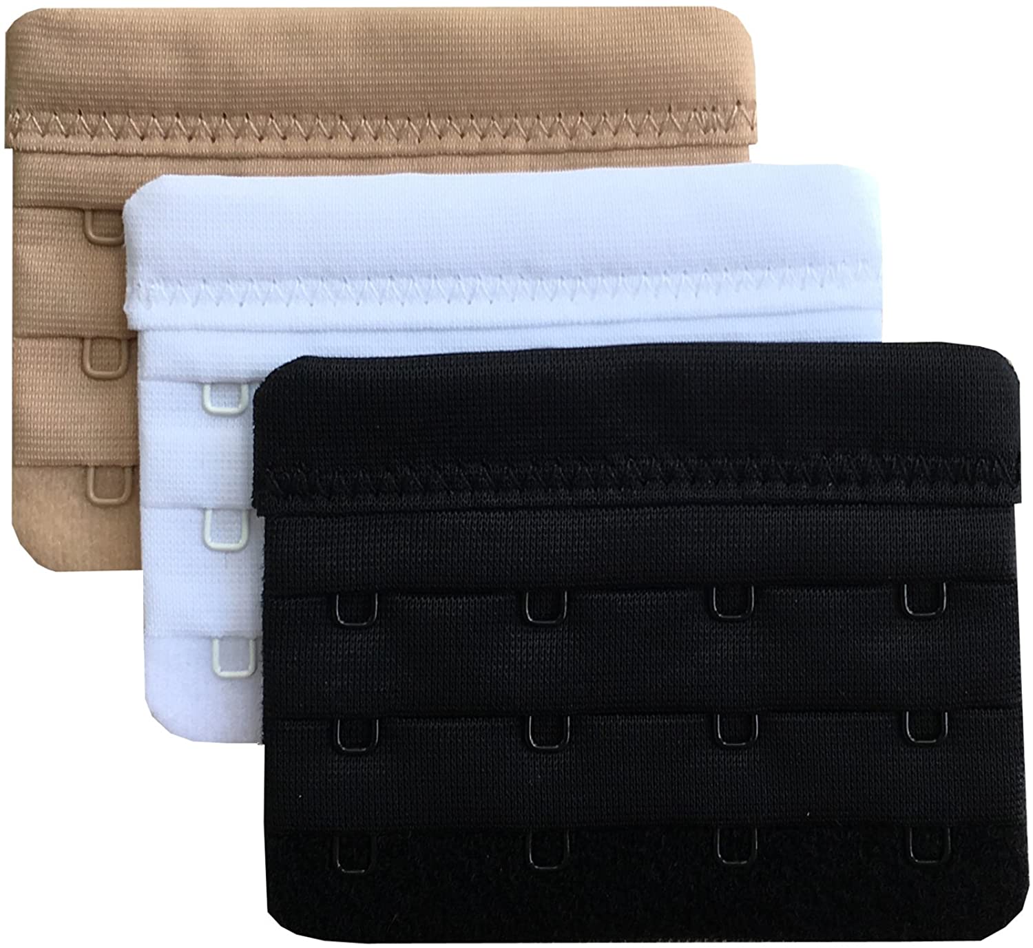 Price:$5.99 Chanie Women Pack of 3 Soft Comfortable 4 Hooks Bra Extender, 2.4"x 3.0" at Amazon Women’s Clothing store