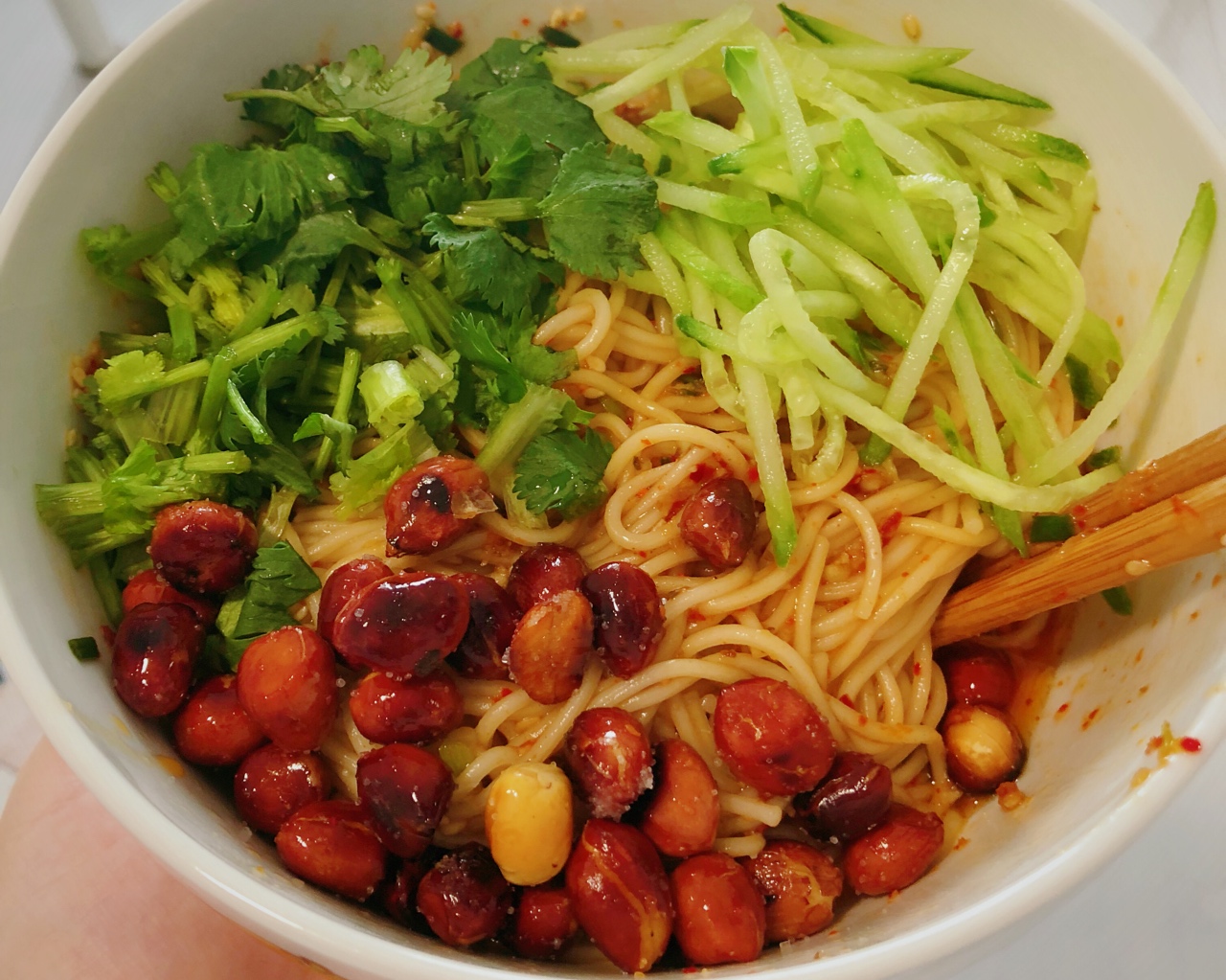 醤油を添えたシンプルな辛口の冷たい麺の練習を超える