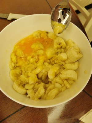 Cake of quick worker banana (low fat low candy) practice measure 2