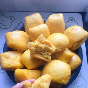 Anhydrous does not have candy pumpkin steamed bread, did not use a water, also did not use a sugar, do sweet and goluptious pumpkin steamed bread... ? practice measure 7