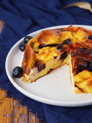 The practice measure of cake of yoghurt of blue berry of the edition that do not have oil 1