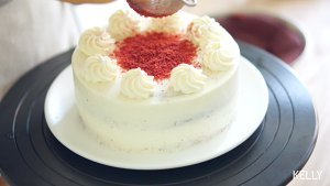The cake of light Kagong velvet that need not wipe a face / low card recipe + decorate doohickey + the method that squeeze a flower / bake video cake piece 11 " beautiful type cake " practice measure 42