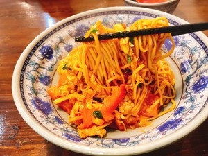 History on the most full-bodied tomato egg noodles served with soy sauce (eggplant juice mixes plain) practice measure 7