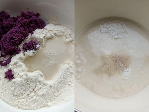 Violet potato blossoms the practice measure of the steamed bread 1
