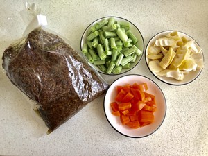 The practice measure that bamboo shoot of element ground meat fries sword bean 1