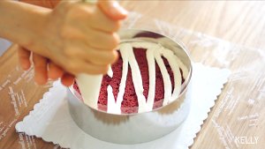 The cake of light Kagong velvet that need not wipe a face / low card recipe + decorate doohickey + the method that squeeze a flower / bake video cake piece 11 " beautiful type cake " practice measure 32