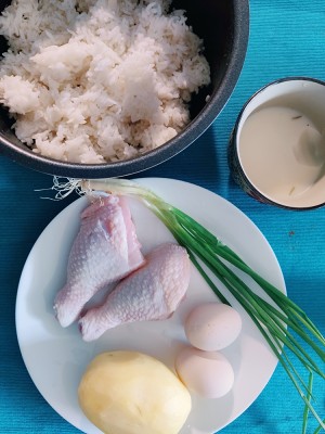 Mix lardy, the practice measure that egg of potato drumstick flesh fries a meal 1