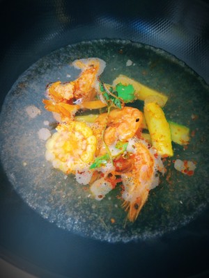 The practice step that shrimp takes shrimp rinse side 3