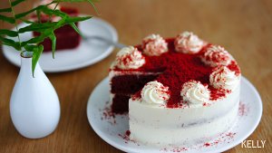The cake of light Kagong velvet that need not wipe a face / low card recipe + decorate doohickey + the method that squeeze a flower / bake video cake piece 11 " beautiful type cake " practice measure 44