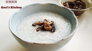 Xianggu mushroom congee + skill of the congee that boil (add video cookbook) practice measure 5