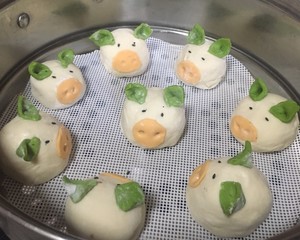 Cartoon modelling steamed stuffed bun - piggy sweetened bean taste is wrapped - the practice measure of the steamed stuffed bun that darling likes most 9