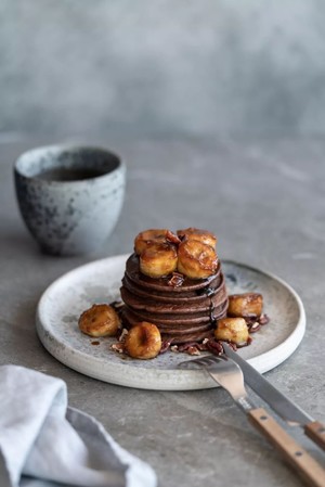 The practice measure of muffin of caramel banana chocolate 6