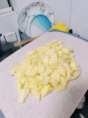 Mix lardy, the practice measure that egg of potato drumstick flesh fries a meal 4