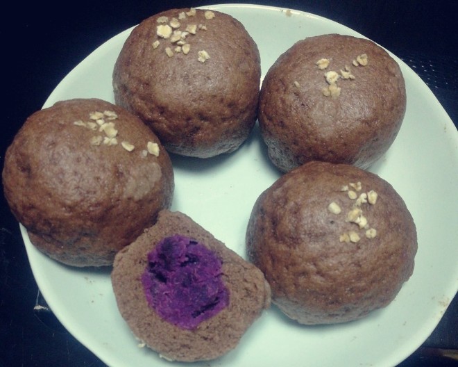 
Reduce the practice of steamed bread of violet potato of fat whole wheat, how to do delicious