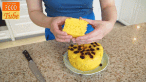 The practice measure of Steamed Pumpkin Cake of pumpkin steamed sponge cake 14