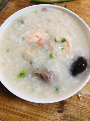 The take time of the breakfast that summer vacation son loves to eat but sweet the practice measure of congee of slippery chop shelled fresh shrimps 6