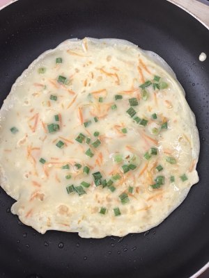 The practice measure of cake of egg of carrot chopped green onion 5