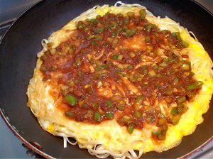 The practice measure of thin pancake made of millet flour of fine dried noodles 7