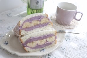 The practice measure of sandwich of banana of mud of violet potato taro 4