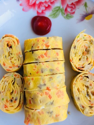 The practice measure of breakfast chicken egg roll 12