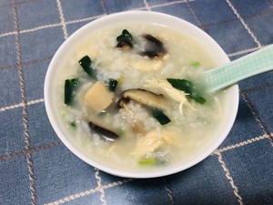 The practice measure of congee of silk of Xianggu mushroom chicken 3