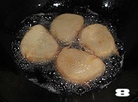 Steamed bread of golden flee in terrorfry in deep fat or oil piece practice measure 8